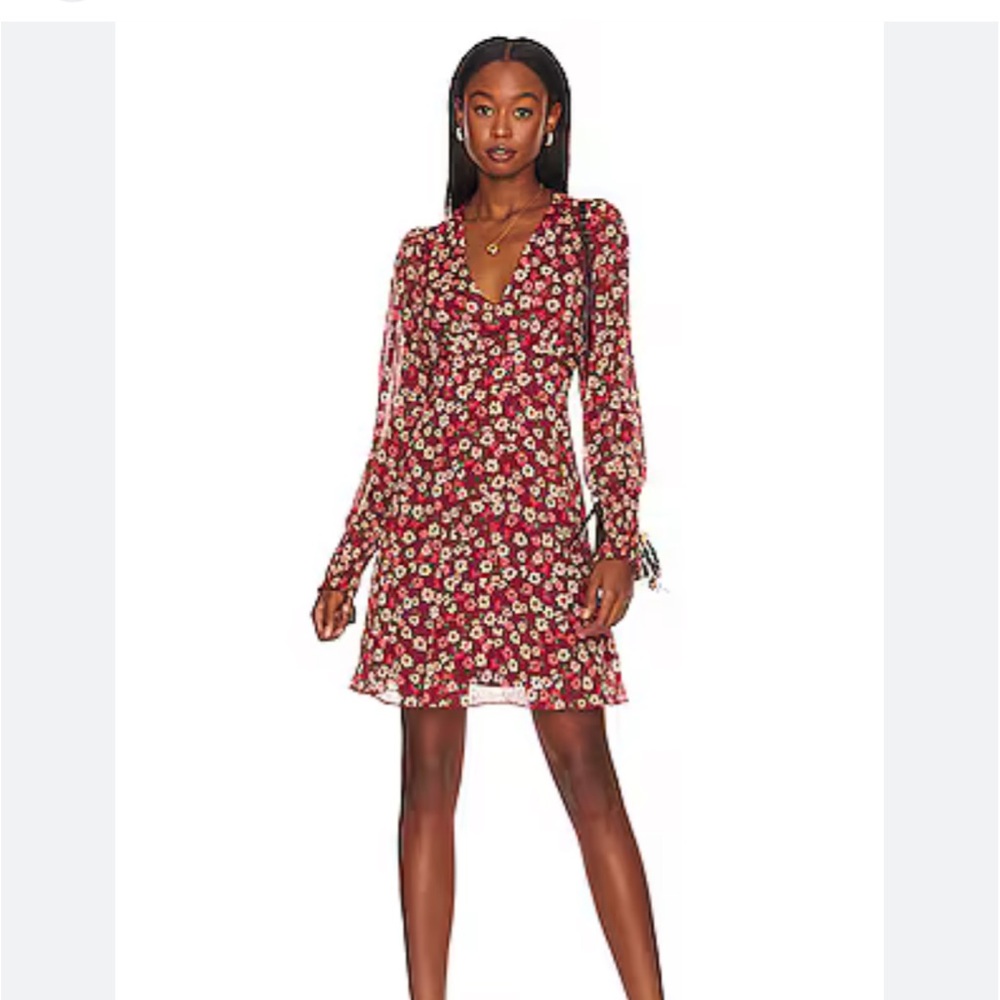 BCBGENERATION Deep V Neck Skater Dress in Abstract Floral M EUC